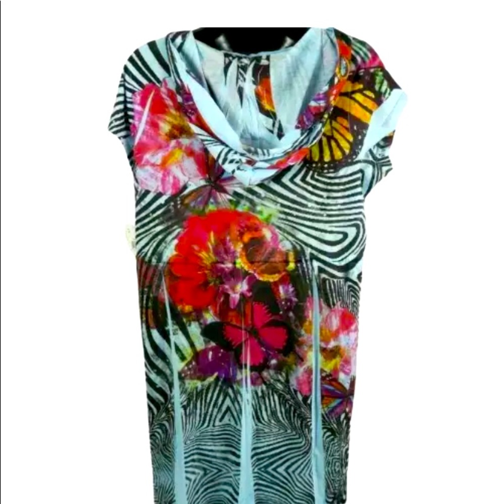 Unity Beach Multi-Color Floral Hooded Swim CoverUp